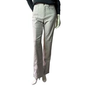 Simon Chang Trousers Front Seam Detail Quiet Luxury Corporate Chic Gray Size